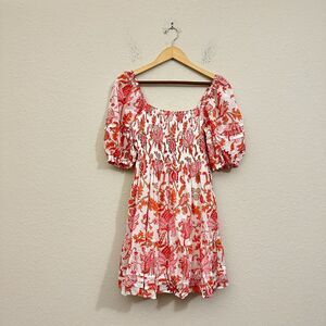 NWOT ROLLER RABBIT Jemina Ren Smocked Bodice Dress Puff Sleeve Floral Print